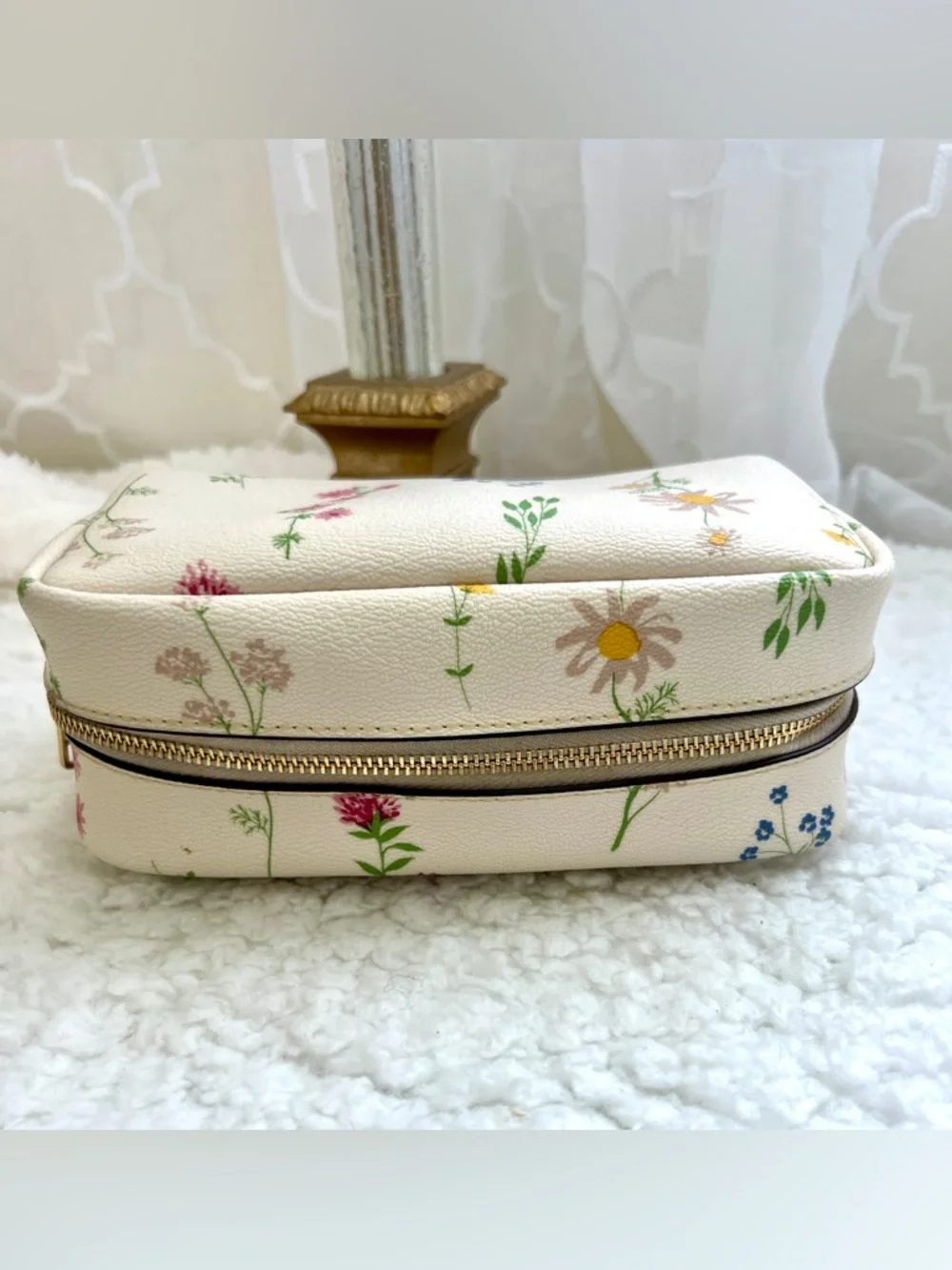 Authentic Small Boxy Cosmetic Case With Spaced Wildflower Print • C0039 • NWT - Picture 3 of 8